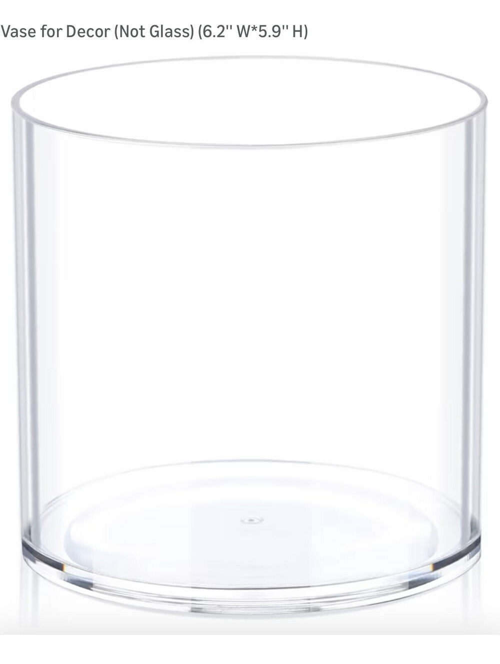 Acrylic Cylinder Vase Non-Breakable Plastic Centerpiece 5.9" x 5.9"